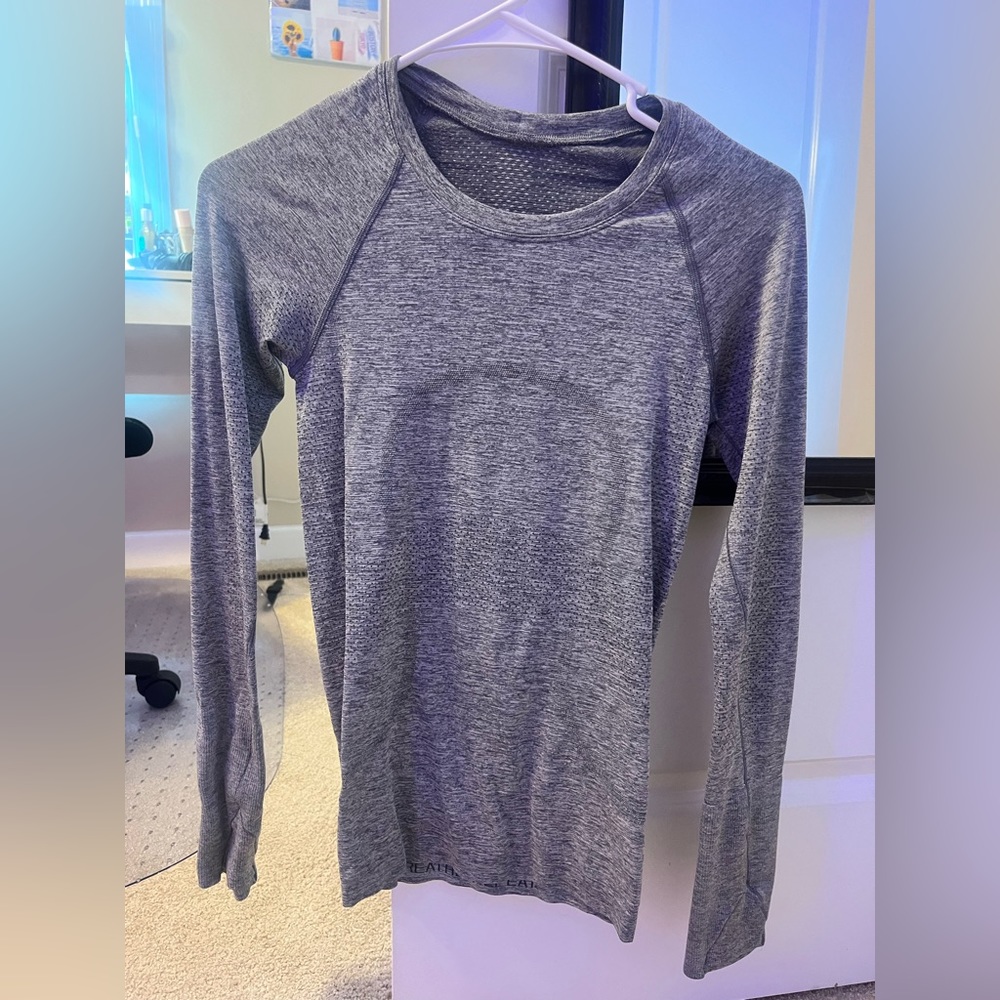LULULEMON SWIFTLY TEE LONG SLEEVE GREY SIZE 2